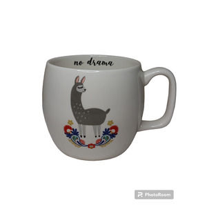 OpalHouse White "No Drama" Llama Procelain Mug, 16oz - Used